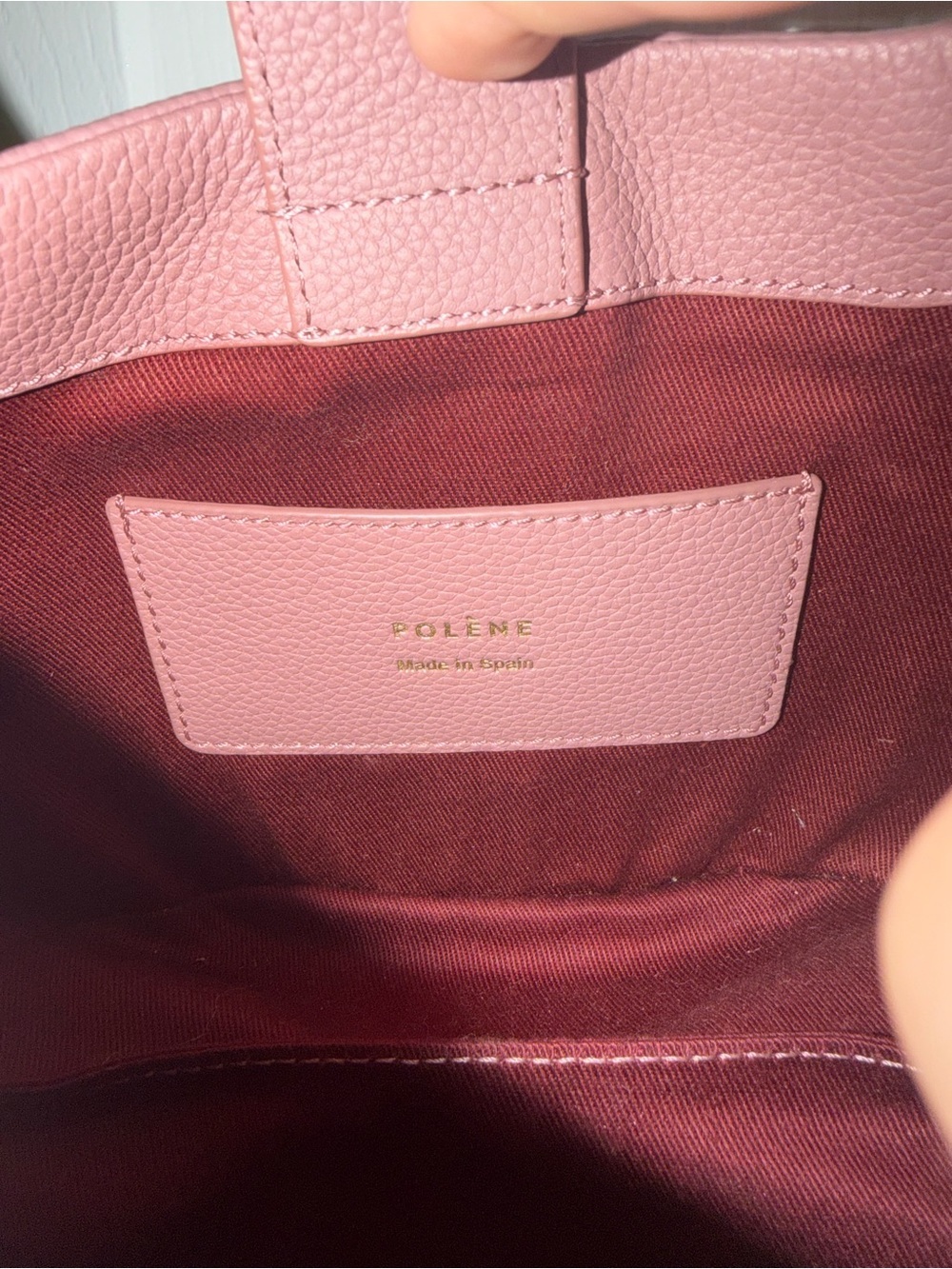 Polène Beri Blush Women's Soft Pink Knot Detail Leather Tote Shoulder Bag - Picture 9 of 16